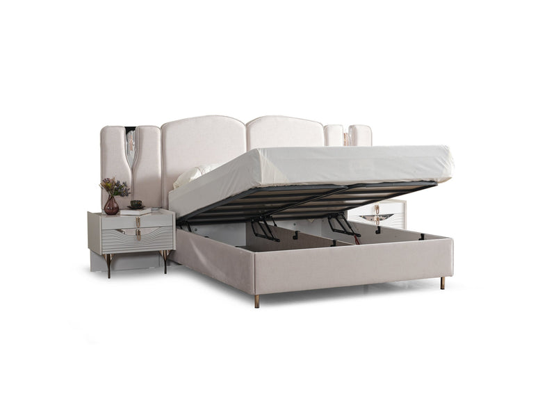 Esperanza Bedroom (Queen Frame With Headboard & Dresser With Mirror & Ottoman & 2 Nightstand) - 200-ELIF-ESP-A231-QBED-SET