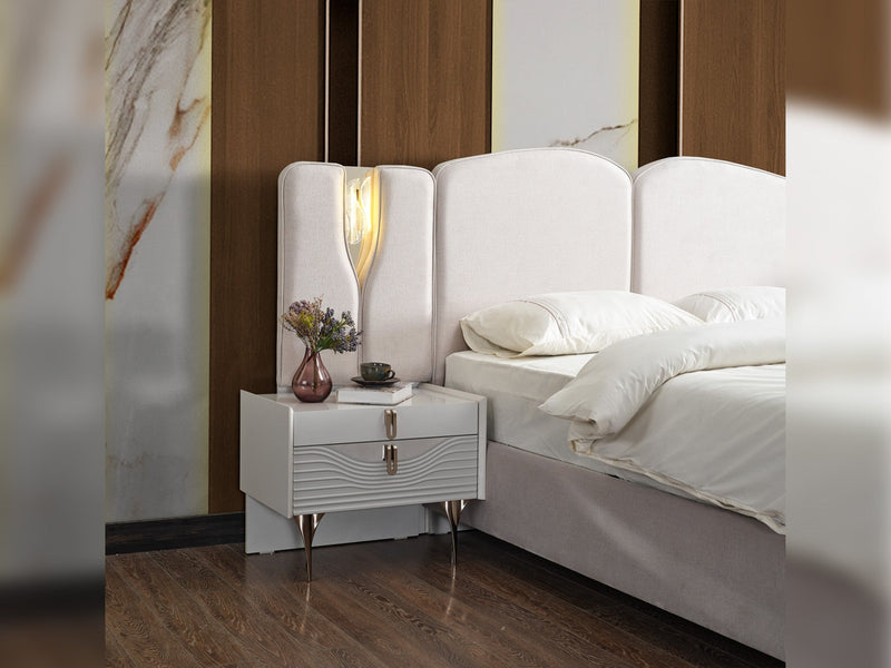 Esperanza Bedroom (Queen Frame With Headboard & Dresser With Mirror & Ottoman & 2 Nightstand) - 200-ELIF-ESP-A231-QBED-SET