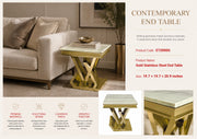 ET2000G 20 X 20 X 21.2  - GOLD STAINLESS STEEL + MARBLE END TABLE - 210000007511