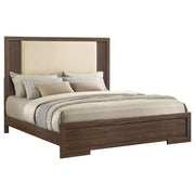 Etienne Eastern King Velvet Upholstered Panel Bed Walnut - 225121KE