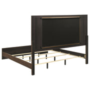 Etienne Eastern King Velvet Upholstered Panel Bed Walnut - 225121KE