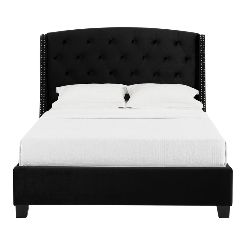 Eva Black Velvet King Upholstered Bed - DMV FurnitureKing Bed