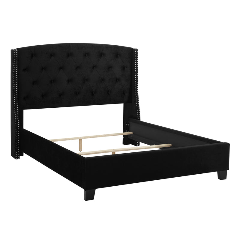Eva Black Velvet King Upholstered Bed - DMV FurnitureKing Bed
