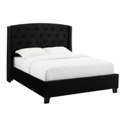 Eva Black Velvet Queen Upholstered Bed - DMV FurnitureQueen Bed
