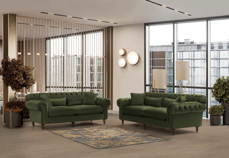Eva Green Velvet Luxury Chester 81" Sofa