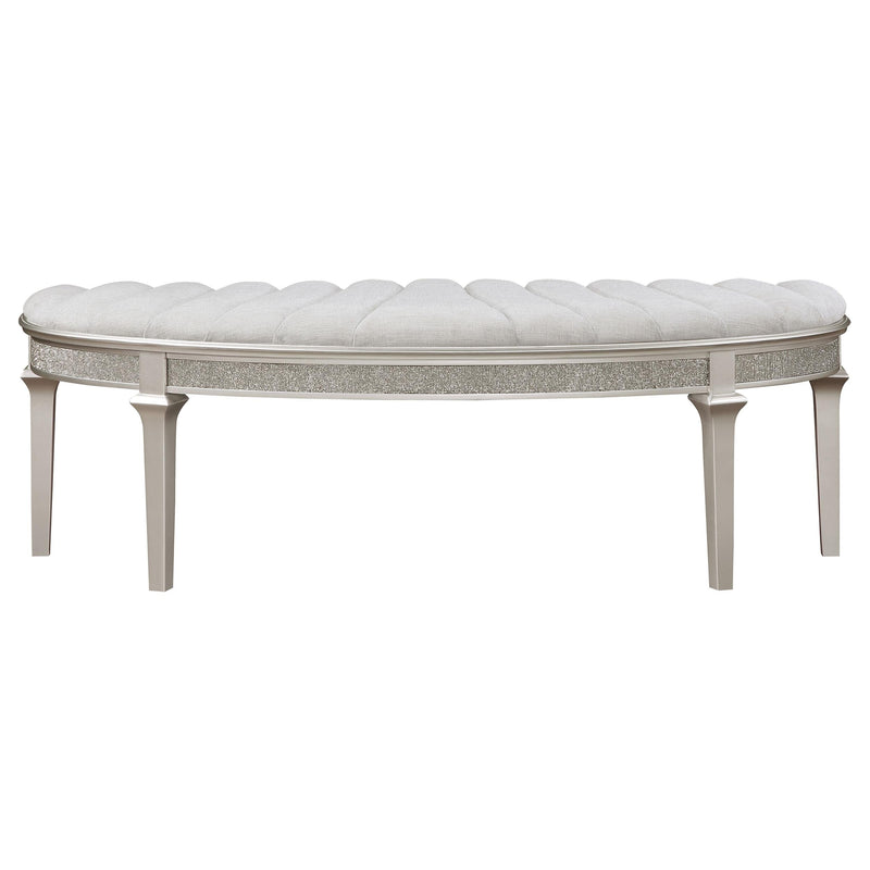 Evangeline Curved Fabric Upholstered Bench Silver Oak - 223396