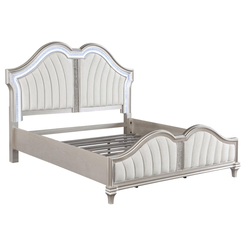 Evangeline Wood Eastern King LED Panel Bed Silver Oak - 223391KE