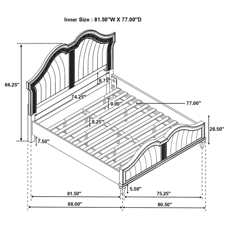 Evangeline Wood Eastern King LED Panel Bed Silver Oak - 223391KE