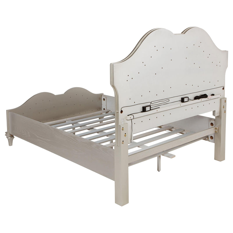 Evangeline Wood Queen LED Panel Bed Silver Oak - 223391Q