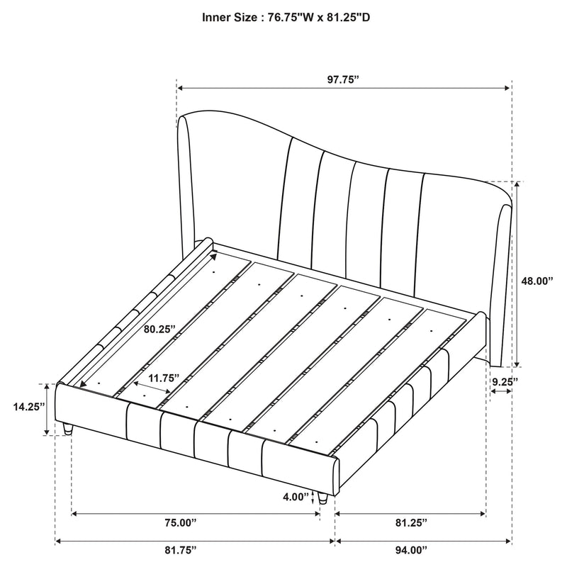 Evelyn Upholstered Eastern King Panel Platform Bed Ivory - 315956KE
