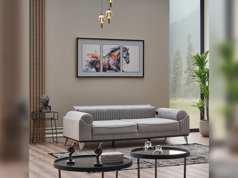 Everest 3-pieces (Sofa & Loveseat & Chair) Livingroom Set Light Grey in Light Grey - 101-EVE-LUP18-321