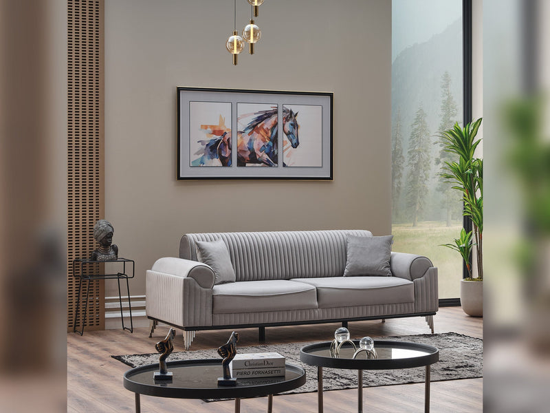 Everest Convertible Sofa Light Grey in Light Grey - 101-EVE-LUP18-3