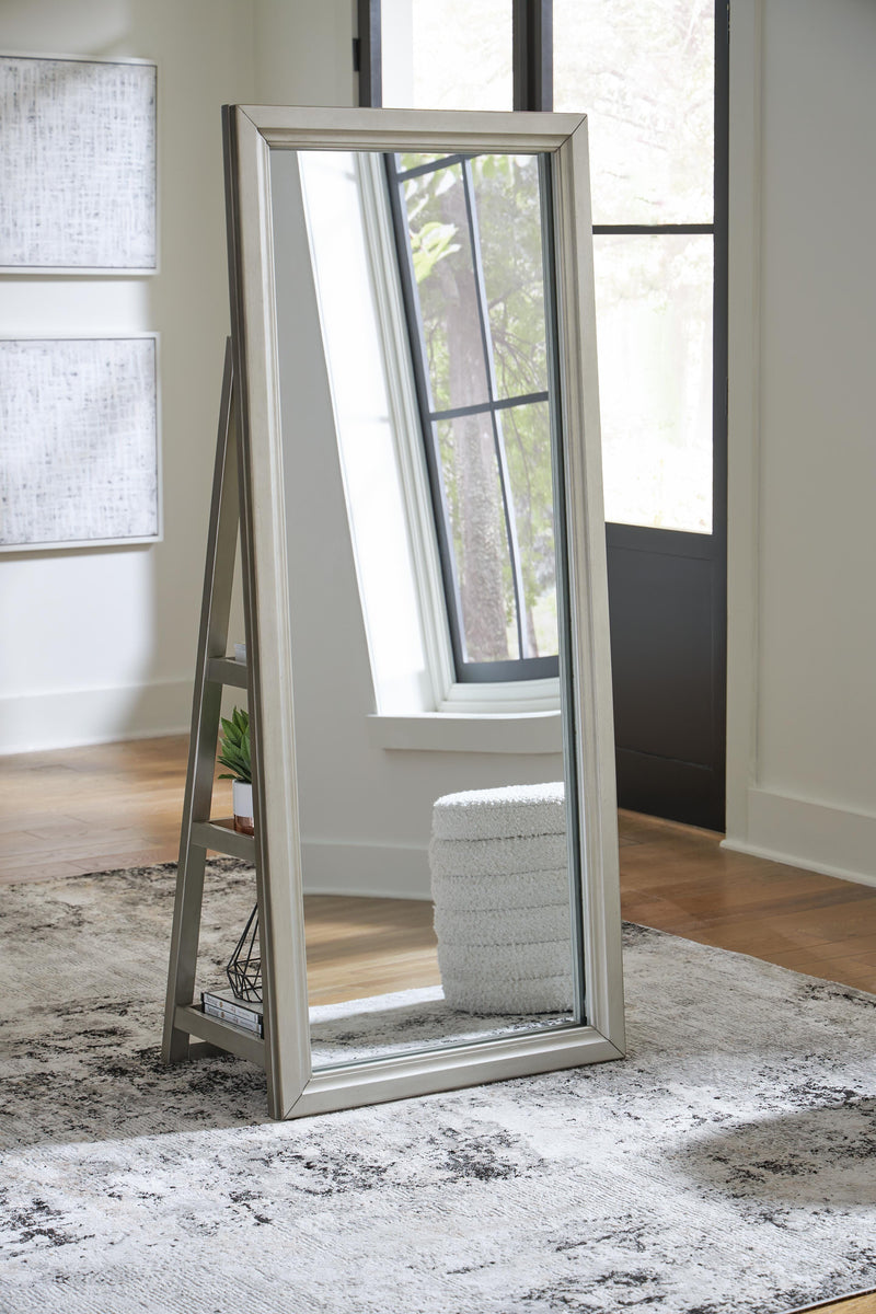 Evesen Champagne Floor Standing Mirror/Storage - A8010380
