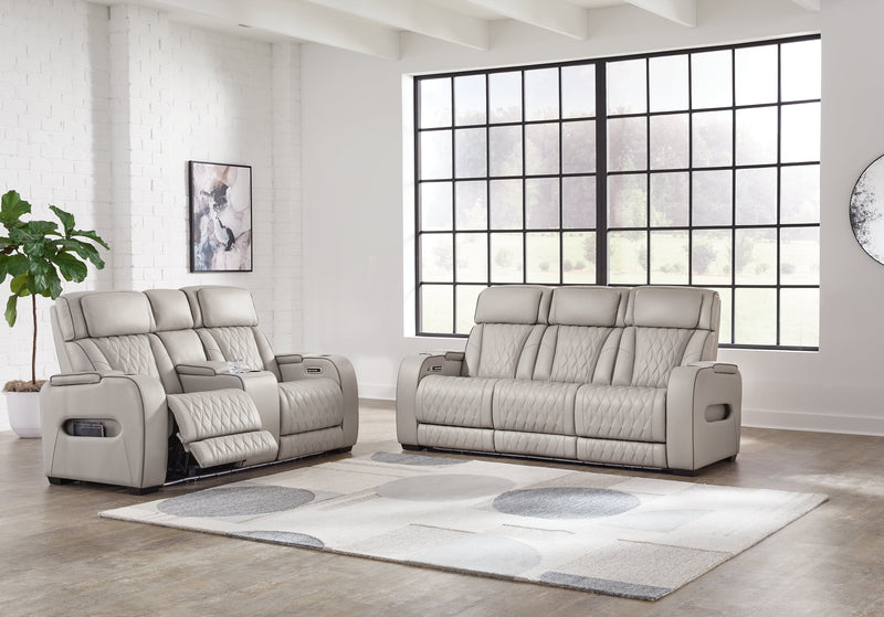 [EXCLUSIVE] Boyington Sofa, Loveseat and Recliner in Gray - DMV FurniturePower Reclining Living Room Set