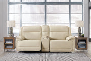 [EXCLUSIVE] Double Deal Almond 2 - Piece Power Reclining Loveseat Sectional with Console - DMV FurniturePower Reclining Loveseat