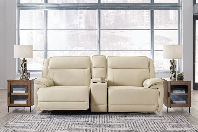 [EXCLUSIVE] Double Deal Almond 2 - Piece Power Reclining Loveseat Sectional with Console - DMV FurniturePower Reclining Loveseat