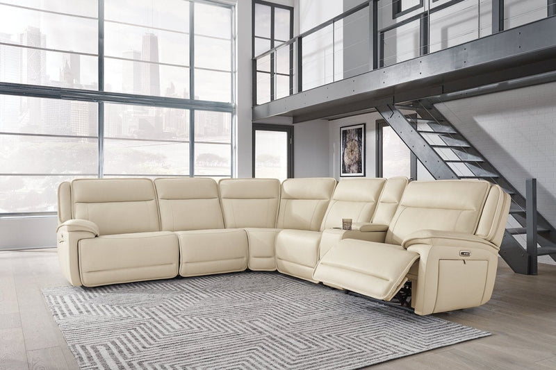 [EXCLUSIVE] Double Deal Almond 6 - Piece Power Reclining Sectional - DMV FurniturePower Reclining Sectional