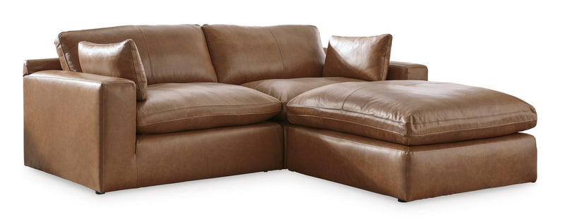 [EXCLUSIVE] Emilia Caramel Leather 3 - Piece Modular Sectional with Ottoman - DMV FurnitureSectional