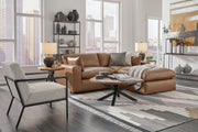 [EXCLUSIVE] Emilia Caramel Leather 3 - Piece Modular Sectional with Ottoman - DMV FurnitureSectional
