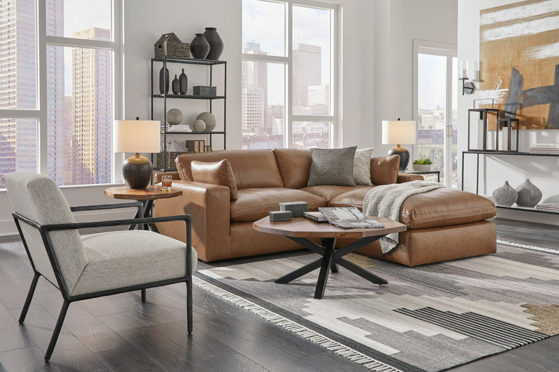 [EXCLUSIVE] Emilia Caramel Leather 3 - Piece Modular Sectional with Ottoman - DMV FurnitureSectional