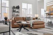 [EXCLUSIVE] Emilia Caramel Leather 3 - Piece Modular Sectional with Ottoman - DMV FurnitureSectional