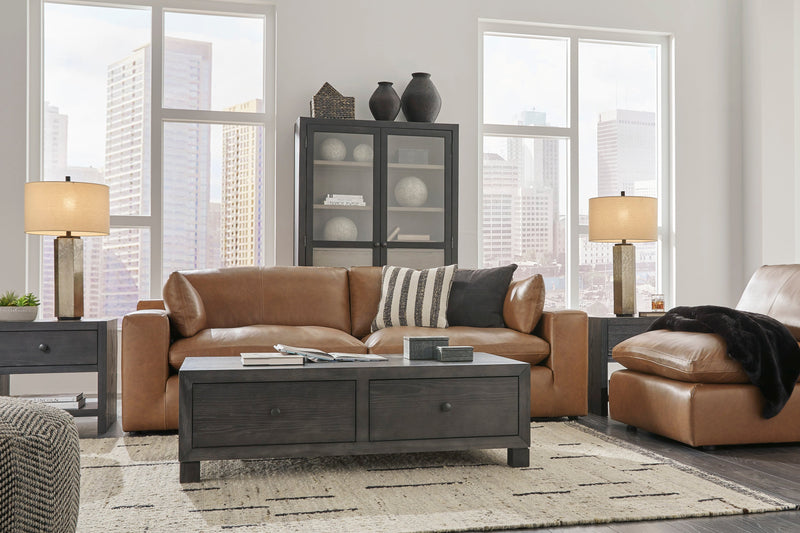 [EXCLUSIVE] Emilia Caramel Leather 3 - Piece Sofa - DMV FurnitureSectional