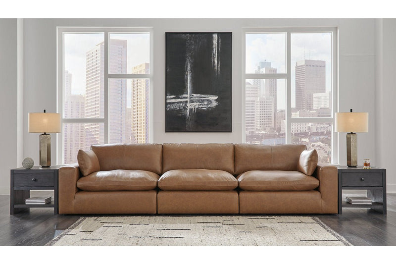 [EXCLUSIVE] Emilia Caramel Leather 3 - Piece Sofa - DMV FurnitureSectional