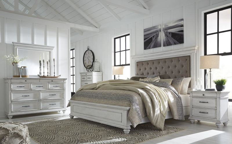 [EXCLUSIVE] Kanwyn Whitewash Upholstered Panel Bedroom Set - DMV FurnitureBedroom Set