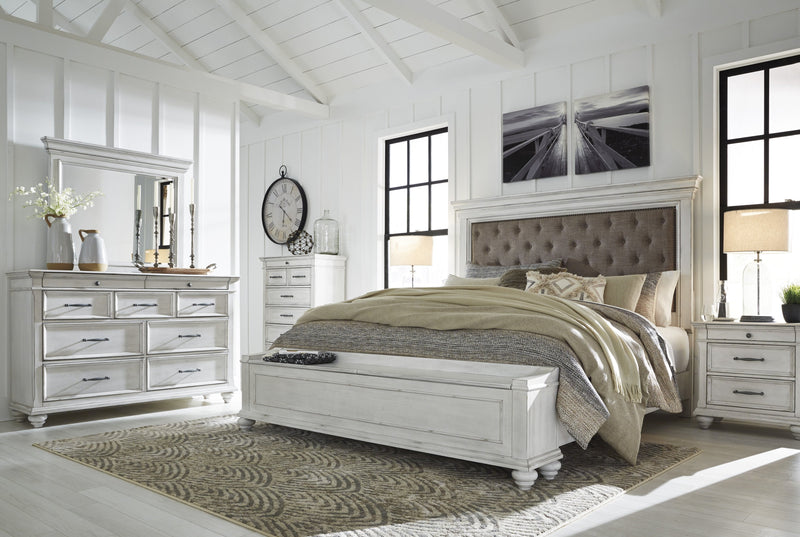 [EXCLUSIVE] Kanwyn Whitewash Upholstered Storage Bedroom Set - DMV FurnitureBedroom Set