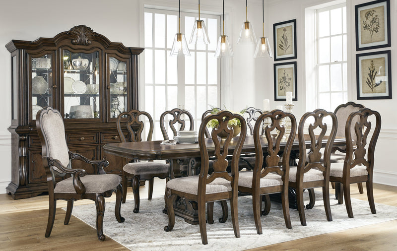 [EXCLUSIVE] Maylee Dark Brown Dining Table and 10 Chairs - DMV FurnitureDining Room Set