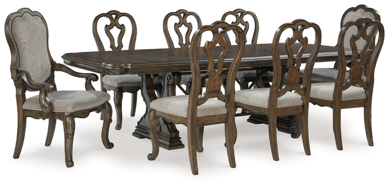 [EXCLUSIVE] Maylee Dark Brown Dining Table and 8 Chairs - DMV FurnitureDining Room Set