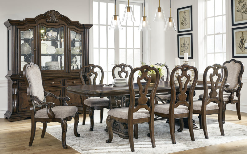 [EXCLUSIVE] Maylee Dark Brown Dining Table and 8 Chairs - DMV FurnitureDining Room Set