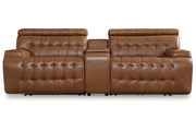 [EXCLUSIVE] Temmpton Chocolate 3 - Piece Power Reclining Sectional Loveseat with Console - DMV FurniturePower Reclining Loveseat