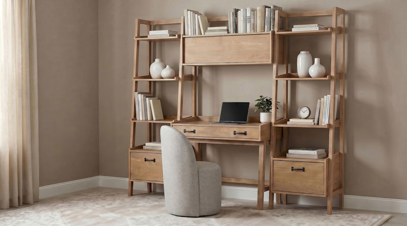 Fabian 2-piece 4-shelf Bookshelf with Drawer Distressed Light Brown - 802043