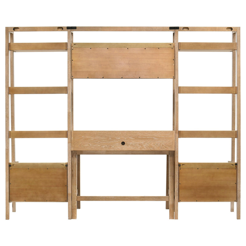 Fabian 4-piece Computer Desk and Bookshelf Set Distressed Light Brown - 802041-SET
