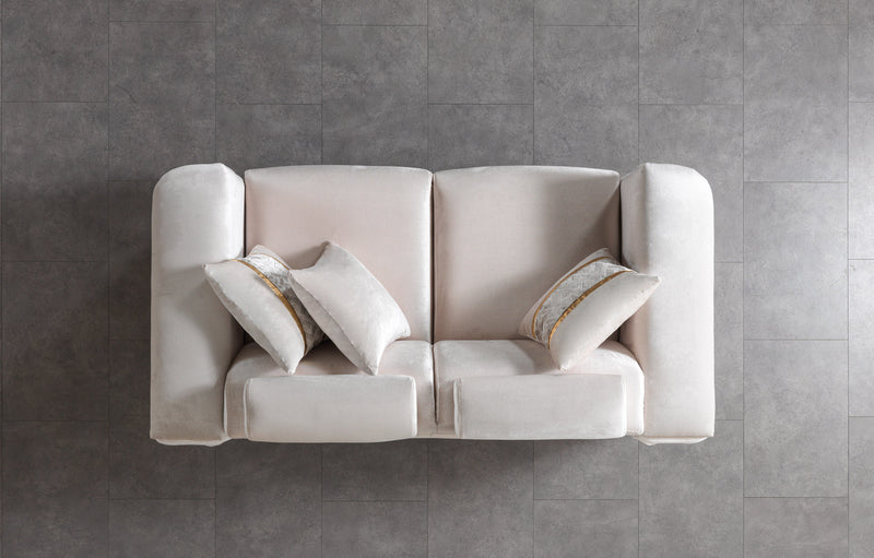 Fabiana Ivory Velvet Loveseat - FABIANAIV-L