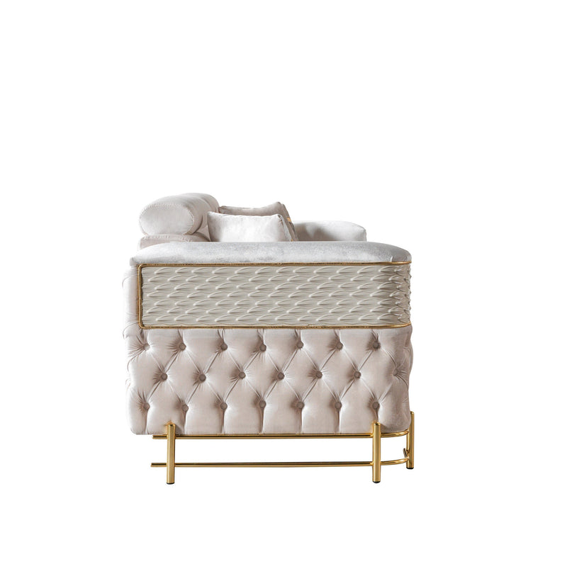 Fabiana Ivory Velvet Loveseat - FABIANAIV-L