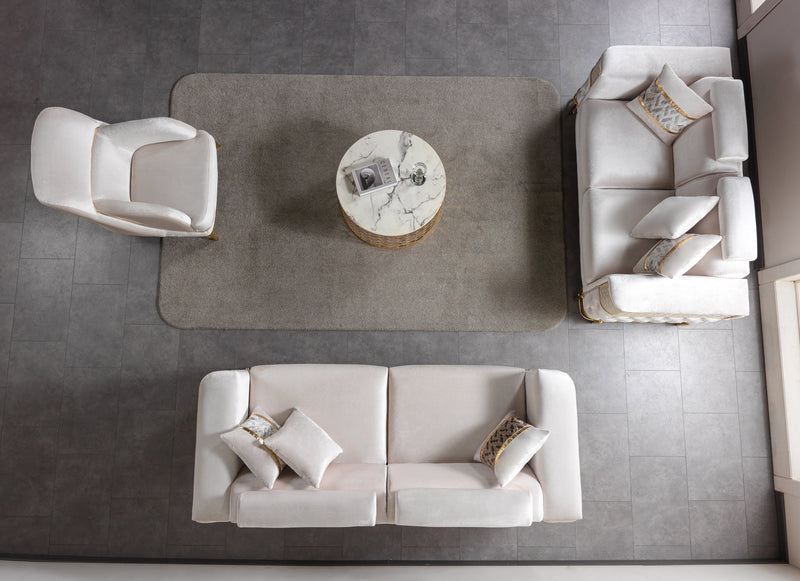 Fabiana Ivory Velvet Loveseat - FABIANAIV-L