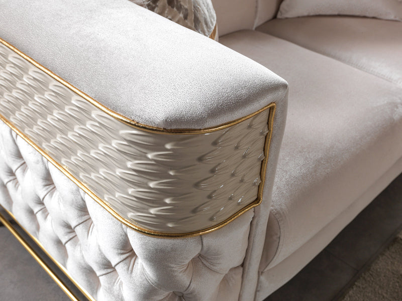 Fabiana Ivory Velvet Loveseat - FABIANAIV-L