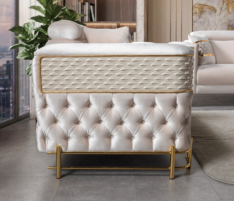 Fabiana Ivory Velvet Loveseat - FABIANAIV-L