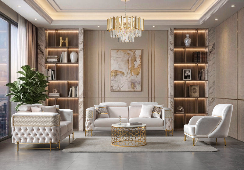 Fabiana Ivory Velvet Sofa - FABIANAIV-S