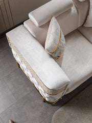 Fabiana Ivory Velvet Sofa - FABIANAIV-S