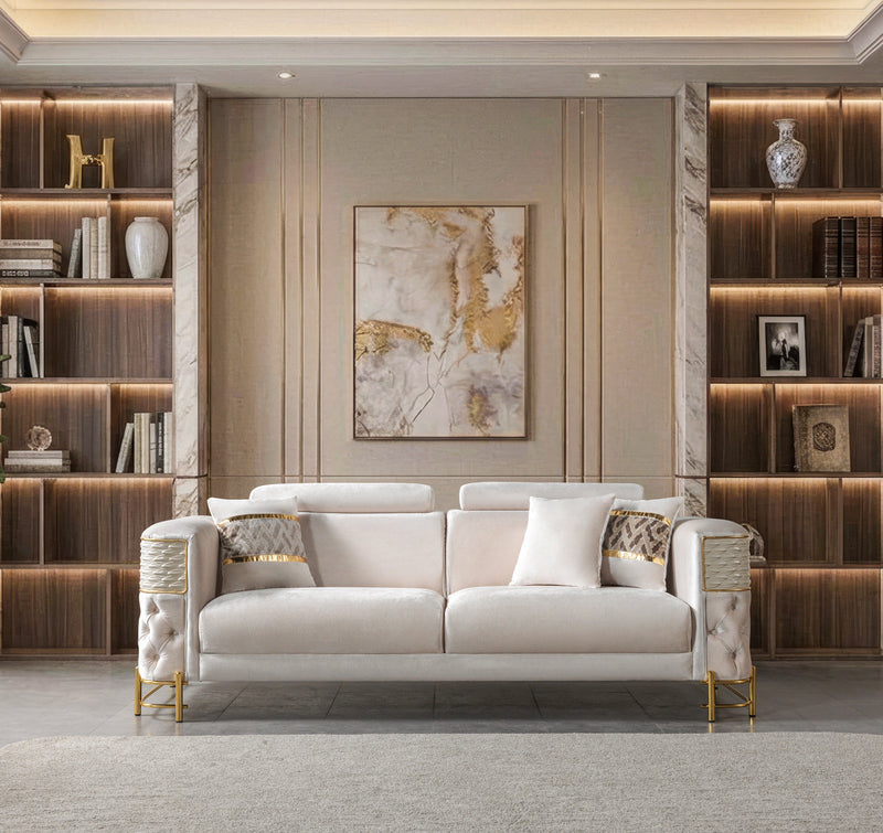 Fabiana Ivory Velvet Sofa & Loveseat - FABIANAIV-SL