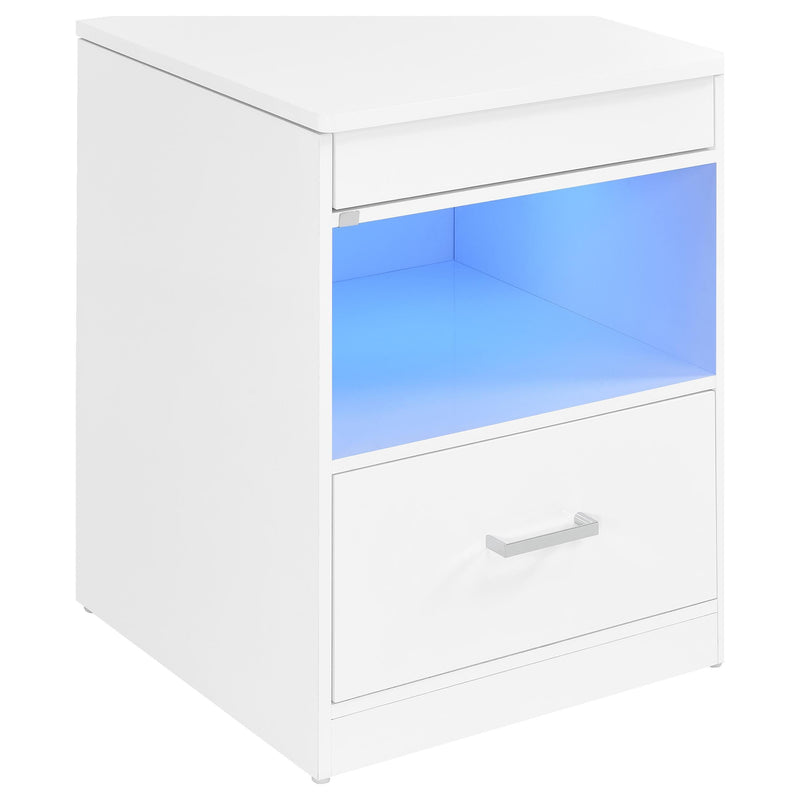 Fabre 1-drawer Extendable Top Nightstand Bedside Table White High Gloss - 305792WHT