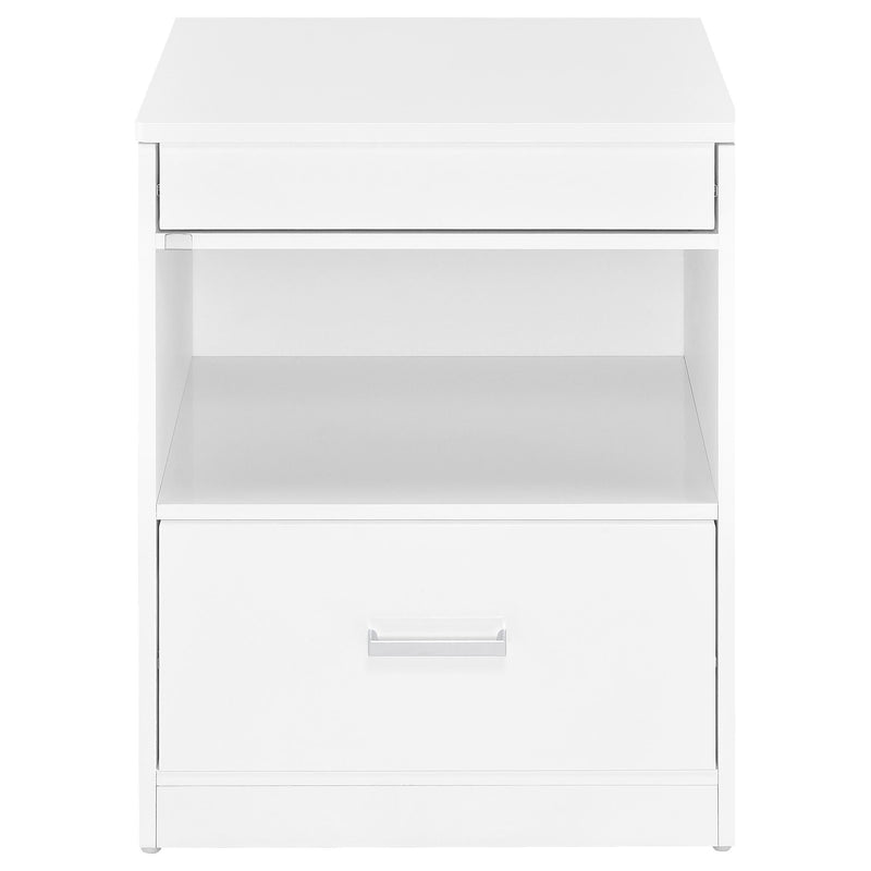 Fabre 1-drawer Extendable Top Nightstand Bedside Table White High Gloss - 305792WHT