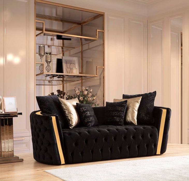 Fanci Black Velvet Living Room Set