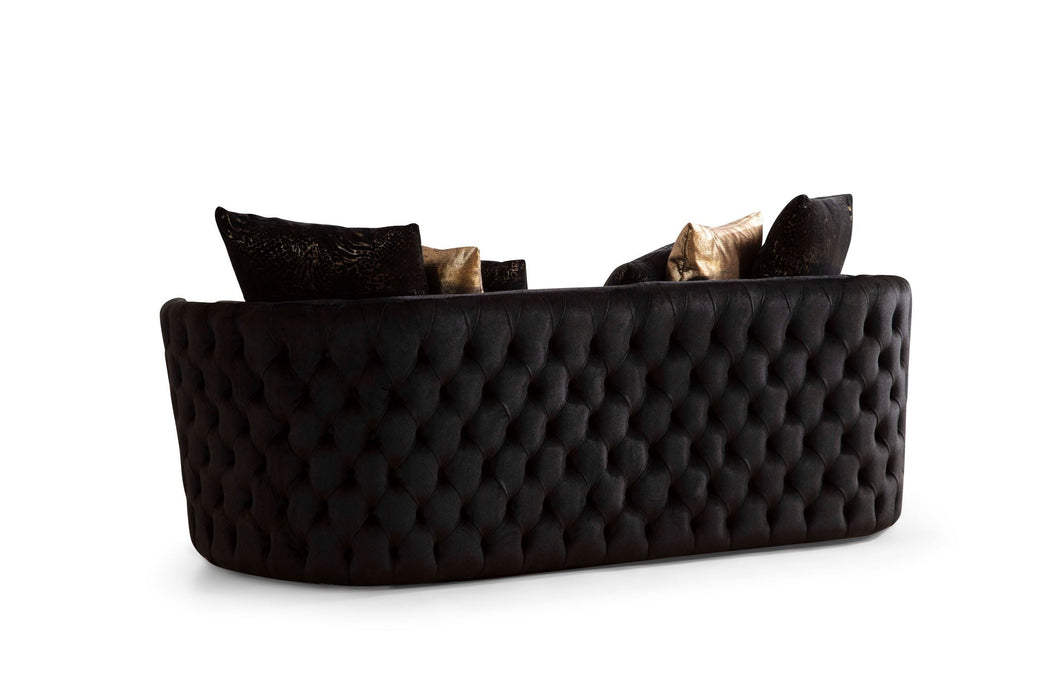 Fanci Black Velvet Living Room Set