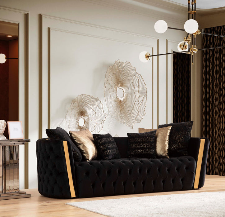 Fanci Black Velvet Living Room Set