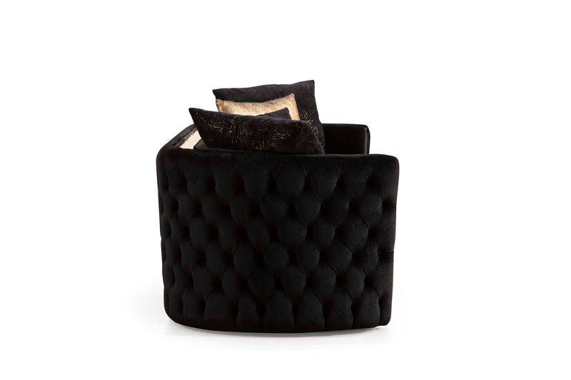 Fanci Black Velvet Living Room Set