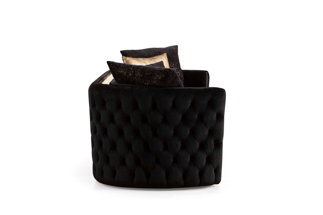 Fanci Black Velvet Living Room Set